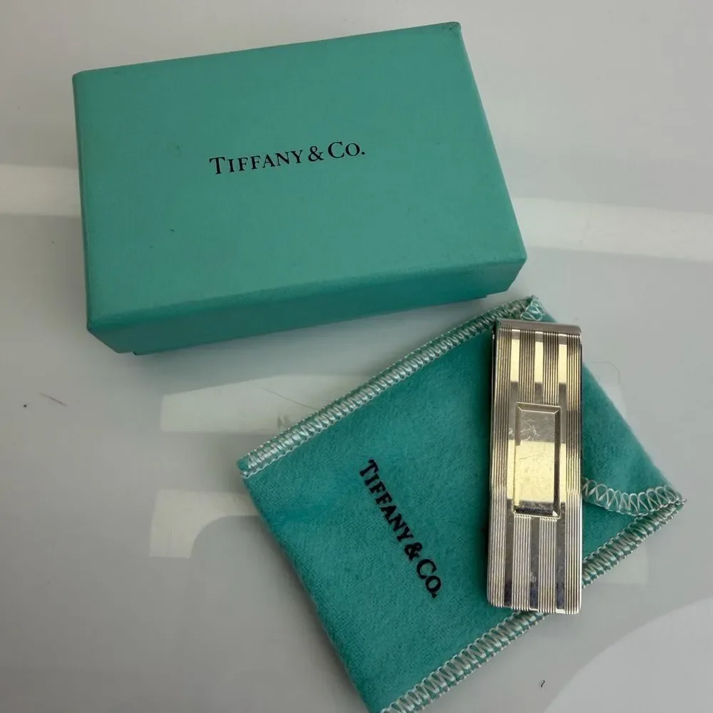 Tiffany & Co Authentic Sterling .925 Silver Pin Stripe Money Clip